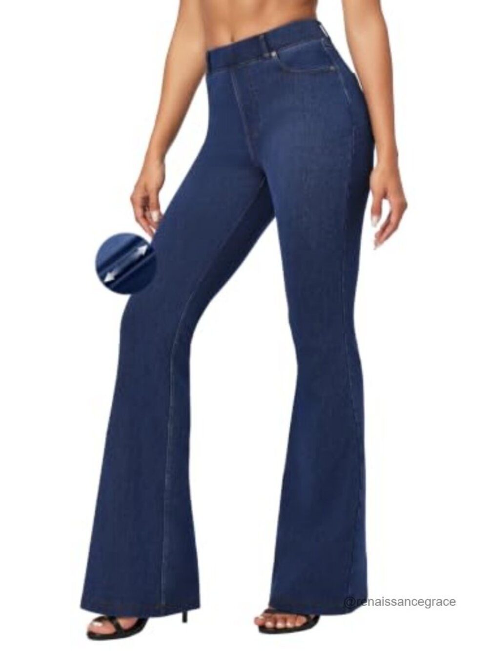 Pull On Flare Jeans High Waisted Stretchy Denim Leggings Bell Bottom